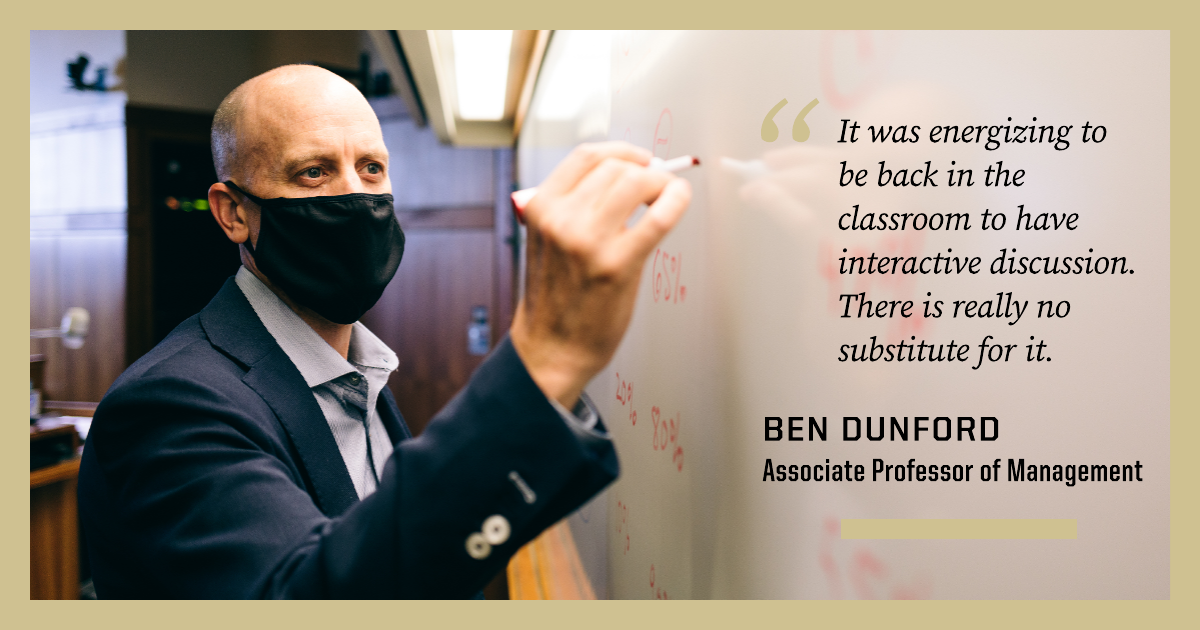 Professor Dunford shares his experience teaching in-person during the pandemic