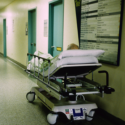 hospital patient in hallroom