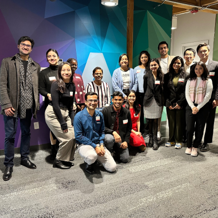MS Marketing students attended an information session at Adobe’s Chicago office, with Adobe professionals Sandeep Singh and Lory Mishra.