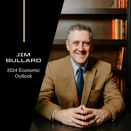 Headshot of Jim Bullard with caption: Jim Bullard presenting 2024 Economic Outlook
