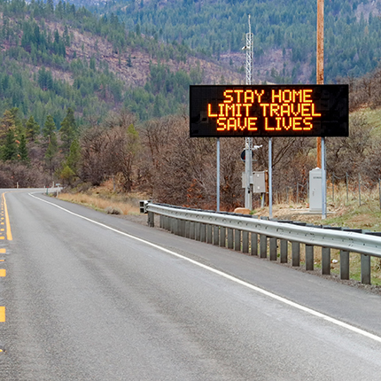 Stay at home traffic sign