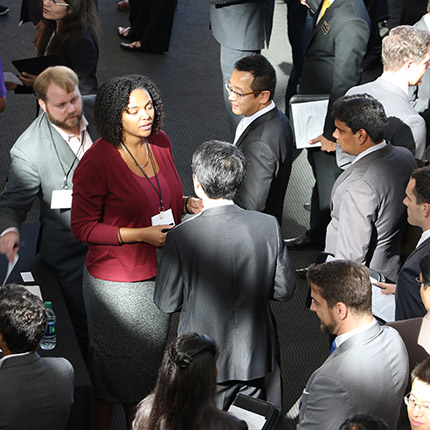 A group of people at a networking event